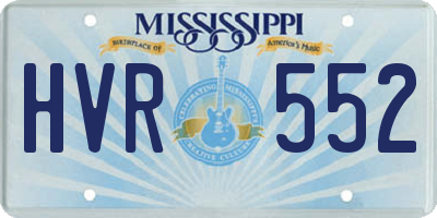 MS license plate HVR552