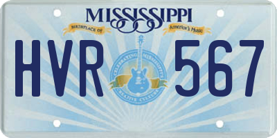 MS license plate HVR567