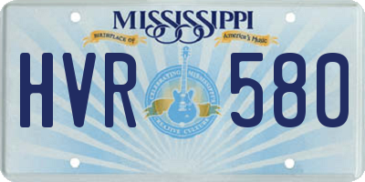 MS license plate HVR580