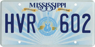 MS license plate HVR602