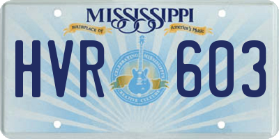 MS license plate HVR603