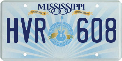 MS license plate HVR608