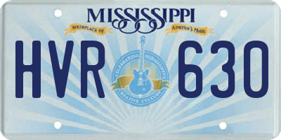MS license plate HVR630