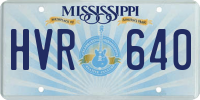 MS license plate HVR640