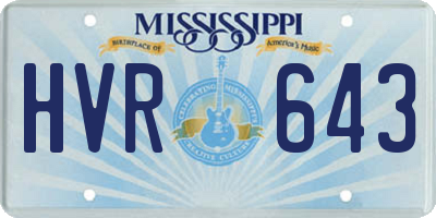 MS license plate HVR643