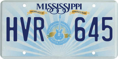 MS license plate HVR645