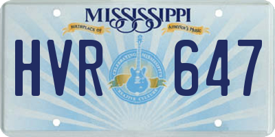 MS license plate HVR647