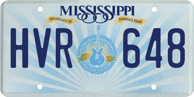 MS license plate HVR648