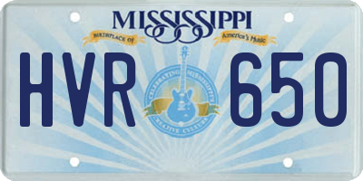 MS license plate HVR650