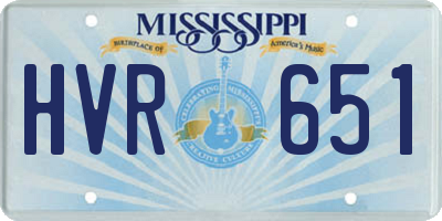 MS license plate HVR651