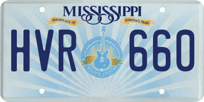 MS license plate HVR660