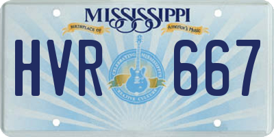 MS license plate HVR667