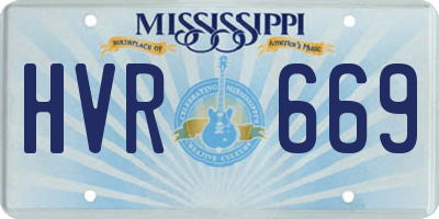 MS license plate HVR669