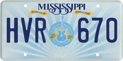 MS license plate HVR670