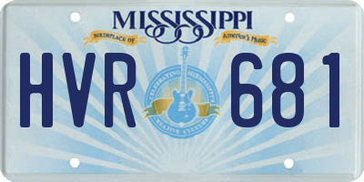 MS license plate HVR681