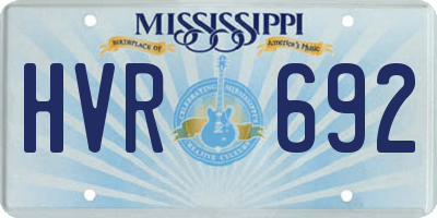 MS license plate HVR692
