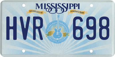 MS license plate HVR698