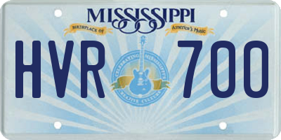 MS license plate HVR700