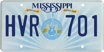 MS license plate HVR701