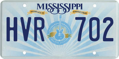 MS license plate HVR702