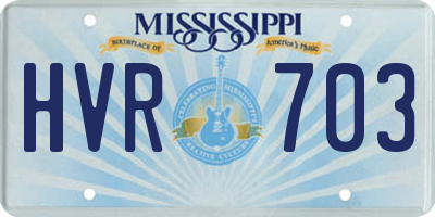 MS license plate HVR703