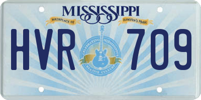 MS license plate HVR709