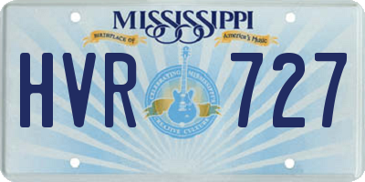 MS license plate HVR727