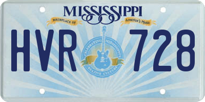 MS license plate HVR728