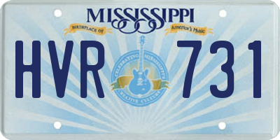 MS license plate HVR731