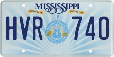 MS license plate HVR740