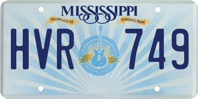 MS license plate HVR749