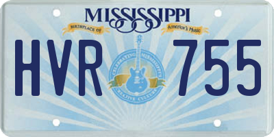 MS license plate HVR755