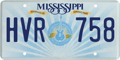 MS license plate HVR758