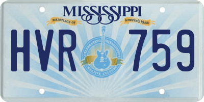 MS license plate HVR759