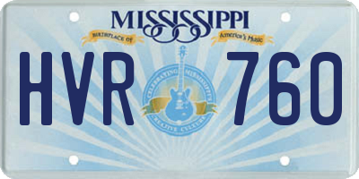 MS license plate HVR760