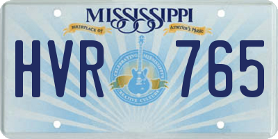 MS license plate HVR765