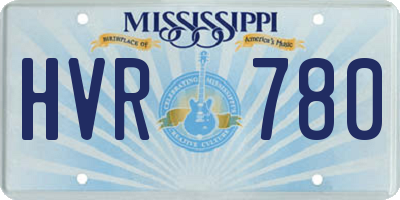 MS license plate HVR780