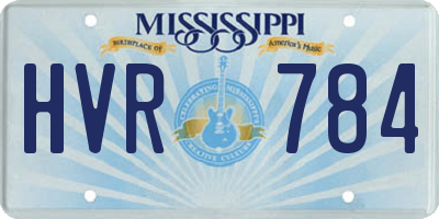 MS license plate HVR784