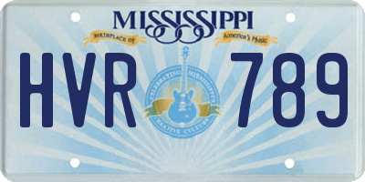 MS license plate HVR789
