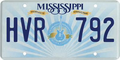 MS license plate HVR792