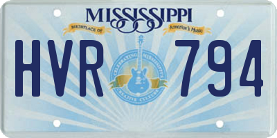 MS license plate HVR794