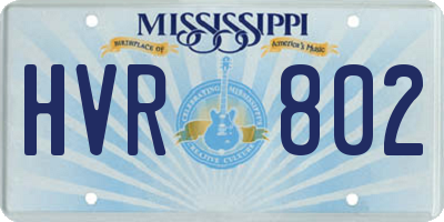 MS license plate HVR802