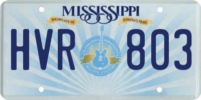 MS license plate HVR803