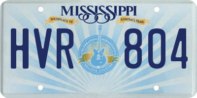MS license plate HVR804