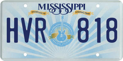 MS license plate HVR818