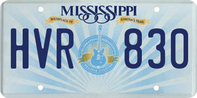 MS license plate HVR830