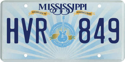 MS license plate HVR849