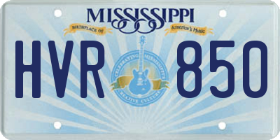MS license plate HVR850