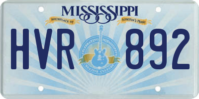 MS license plate HVR892