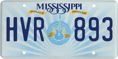 MS license plate HVR893